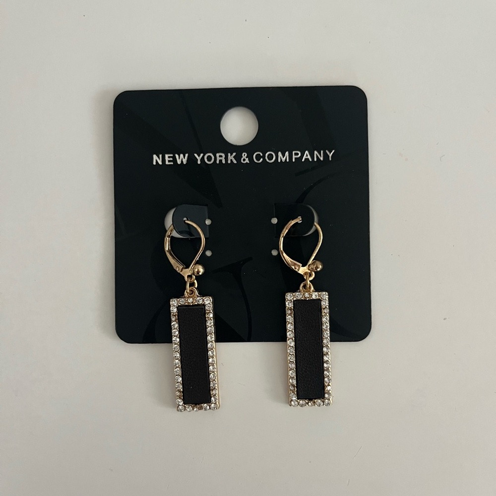 Black and Gold Rectangular Earrings